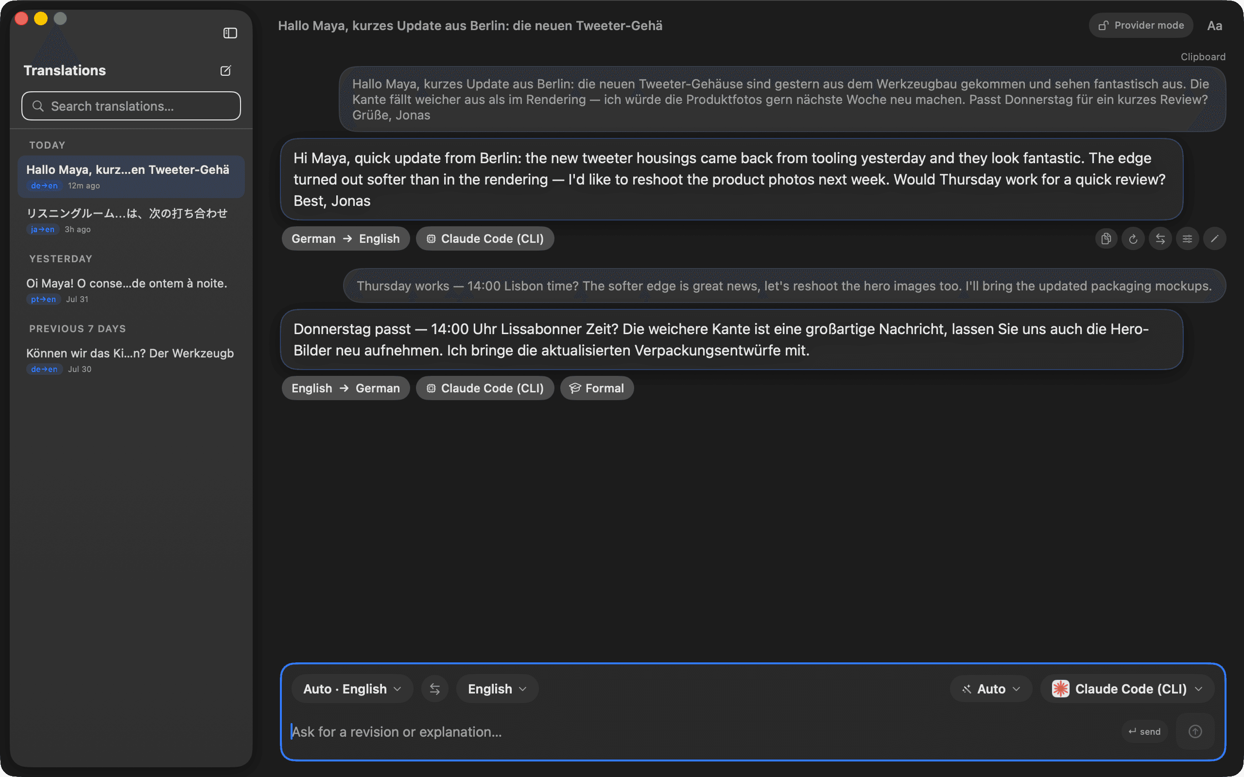LangDot — Translate a client email, then reply in their language — tone included