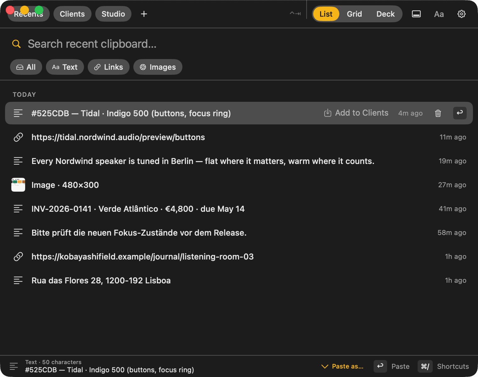 QuickPaste — Your last hour of copies — searchable, typed, one keystroke to paste